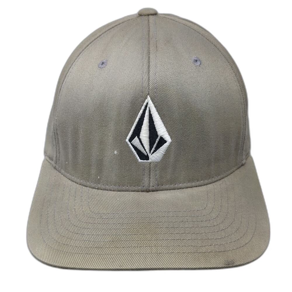 Volcom Baseball Cap Brown M Flexfit Embroidered Stone Logo Stretch Fit Hat